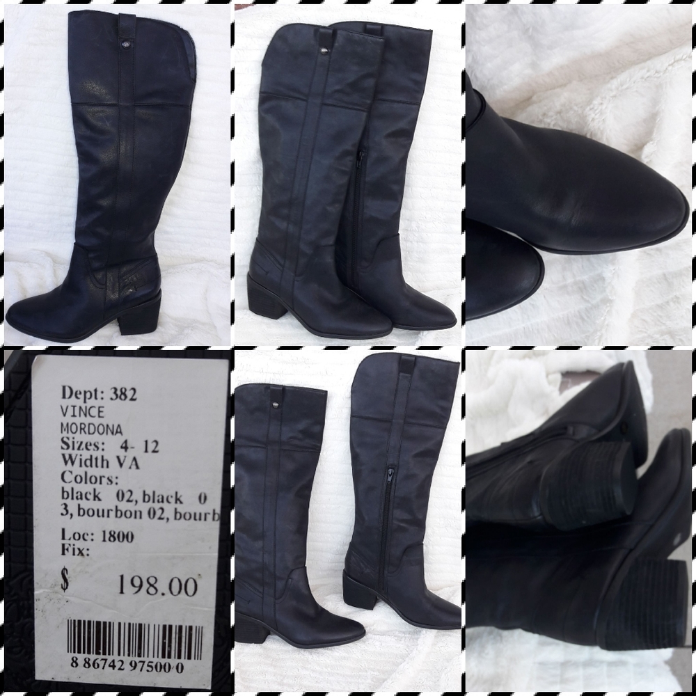 Designer Vince Camuto Black leather tall boots 7
